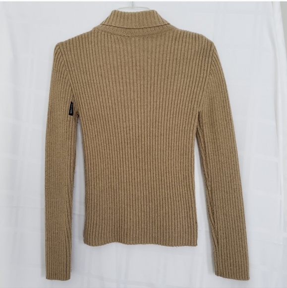 VOLCOM Wool Fitted Gold Sparkle Turtleneck Sweater - Picture 11 of 14
